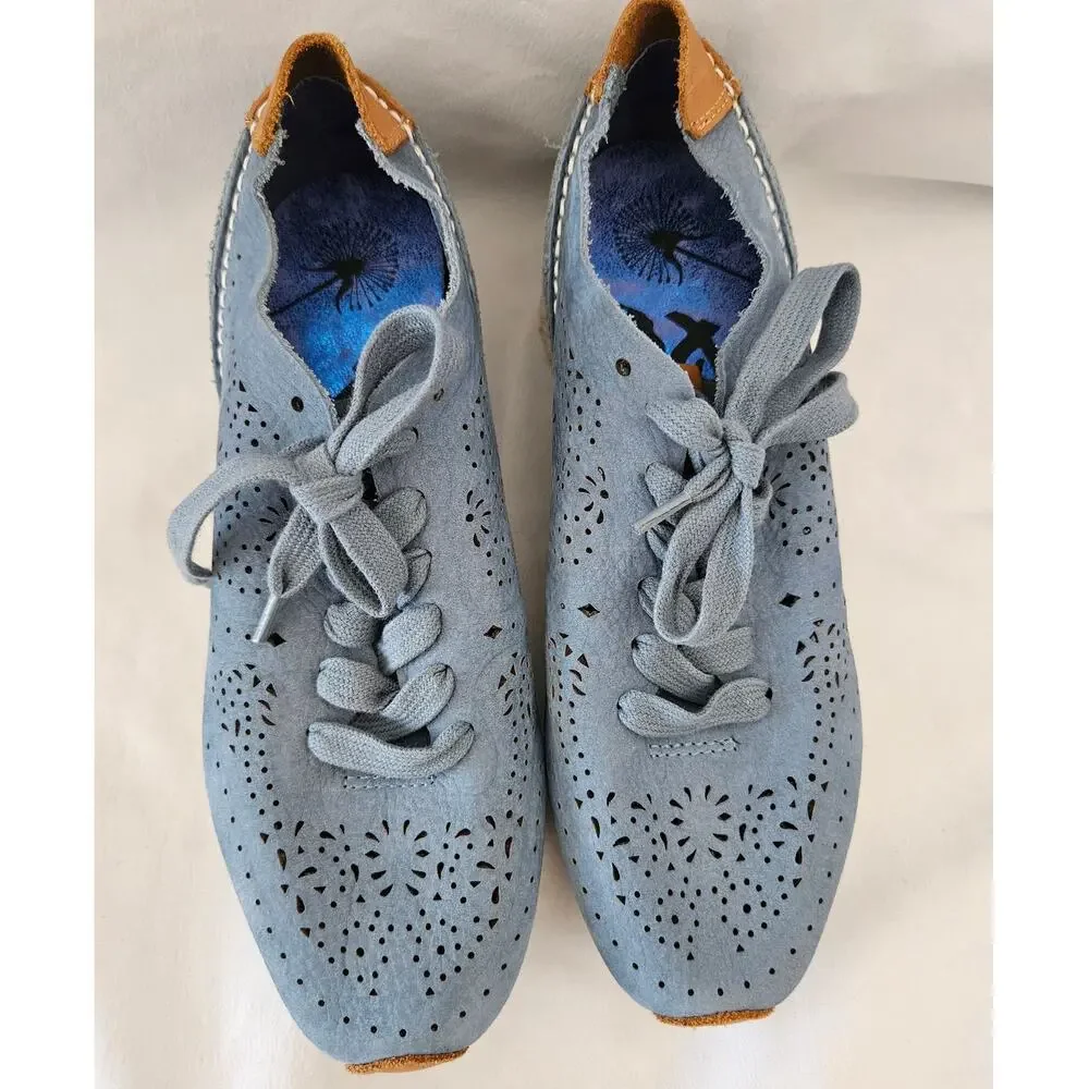 OTBT Blue Leather Cutout Khora Sneaker 7M Casual Leightweight Minimalist Basic